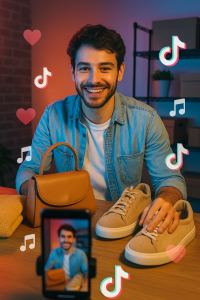 man livestreams, sells shoes,handbag,tiktok