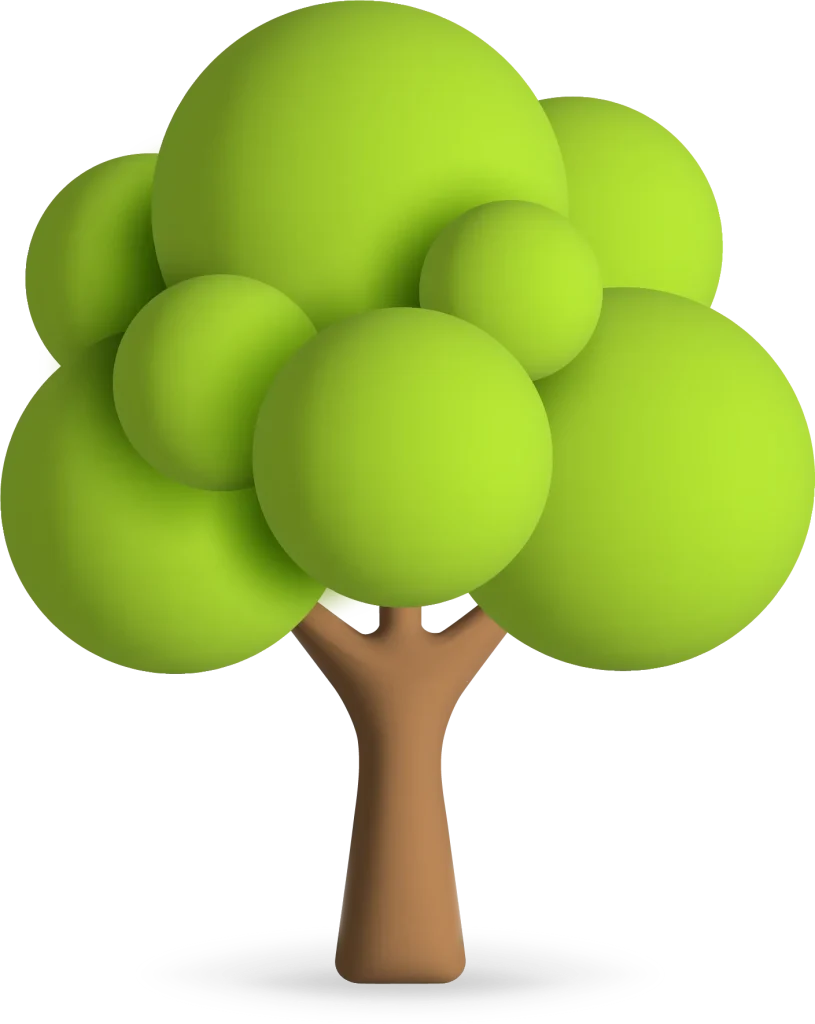 3D illustration of a green tree icon