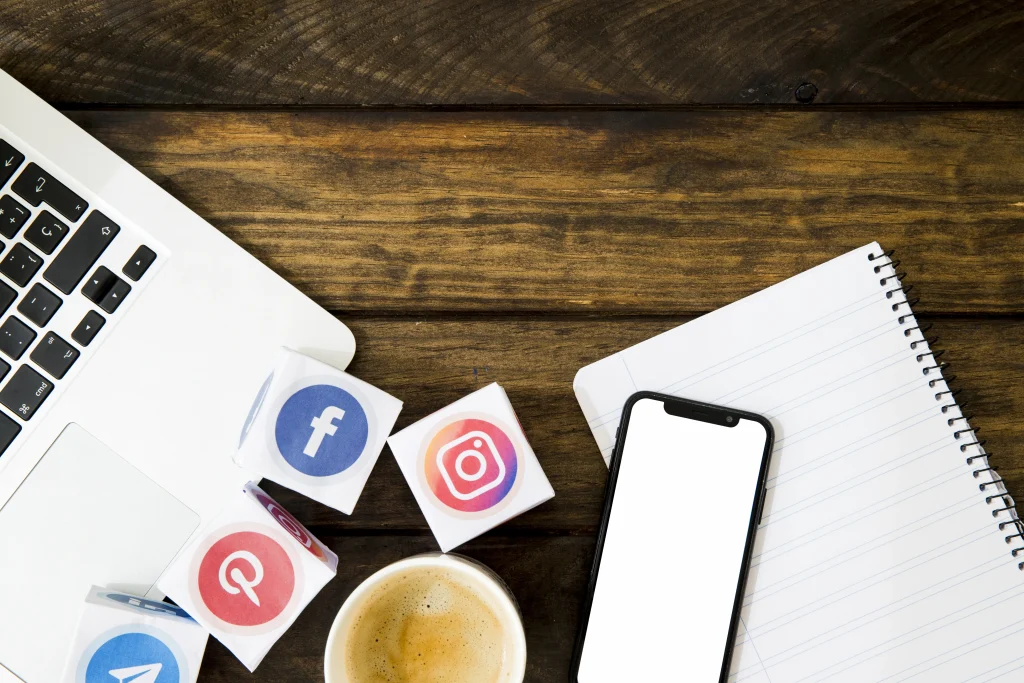 Social media marketing concept with smartphone and platform icons