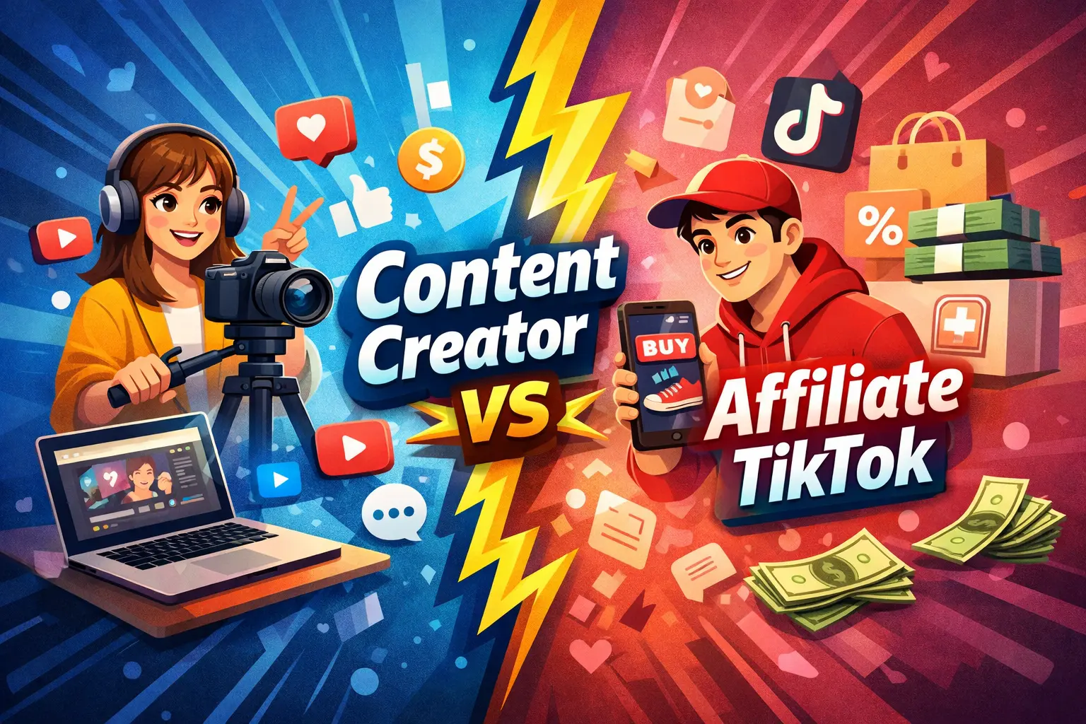 Perbandingan Content Creator vs Affiliate TikTok dari segi income, skill dan strategi jana pendapatan