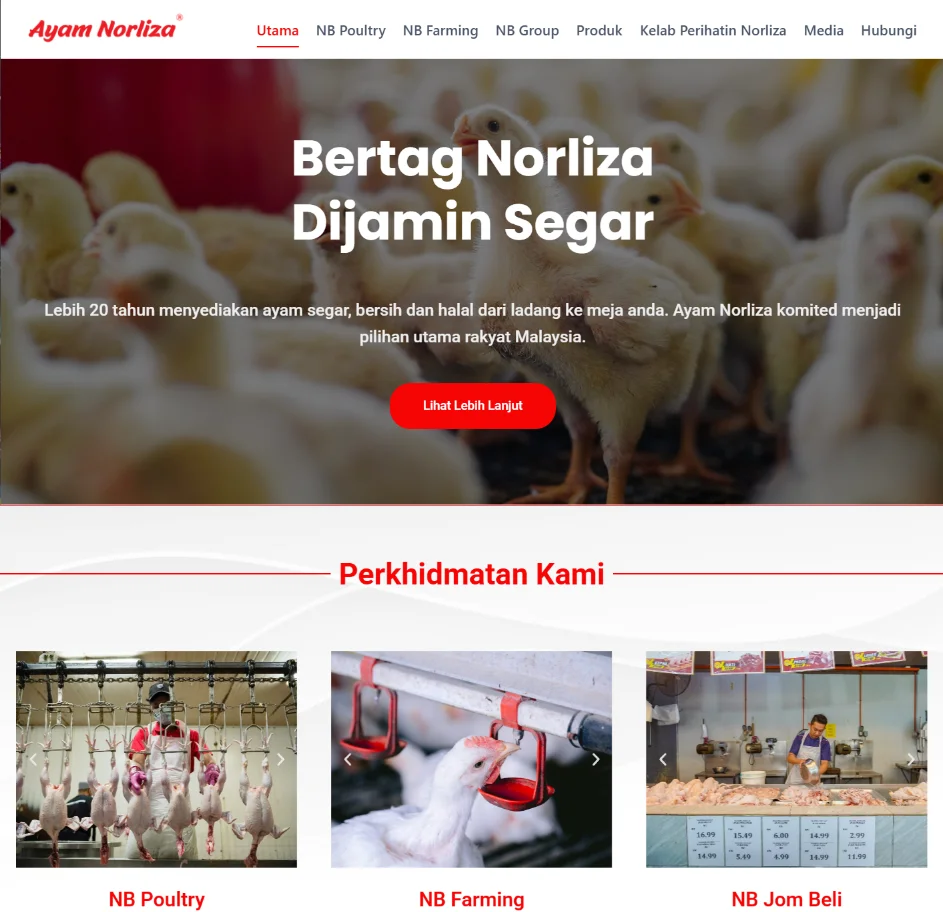 GAMBAR MENUNJUKKAN KUMPULAN AYAM DAN WEB DARIPADA COMPANY TERSEBUT